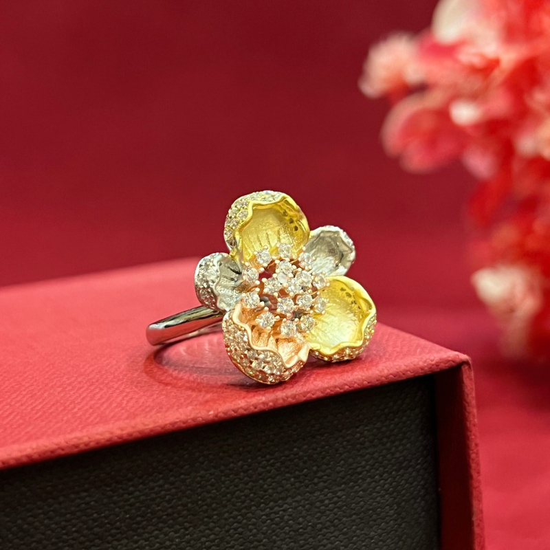 Bali Sterling Silver Ring with 18K Gold Detail