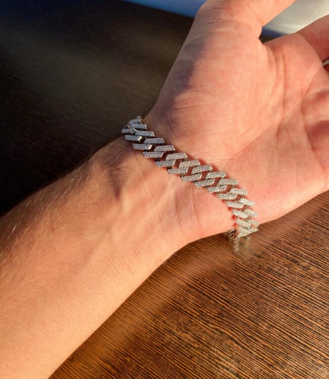 mens silver diamond bracelet