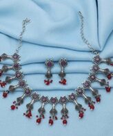 silver neckace earrings set