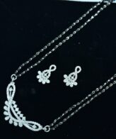 Diamond Silver Magalsutra For Women | 925 Silver Mangalsutra Earring Set | Silveradda