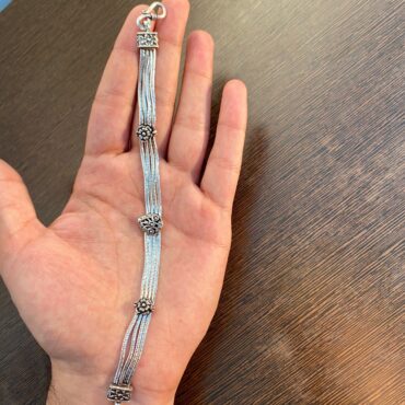 Flower Design Silver Bracelet For Womens