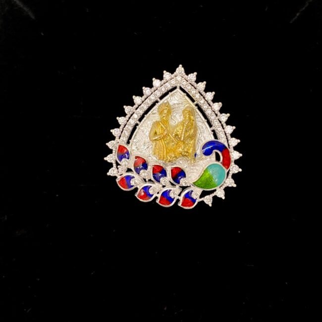 Silver Krishna Radha Ring For Women's