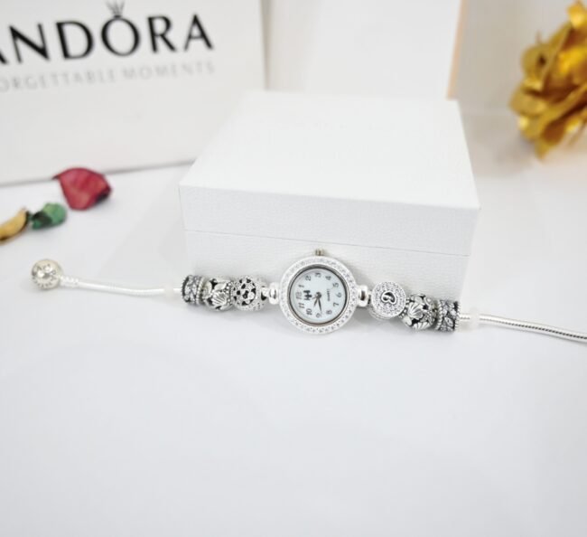 silver pandora diamond watch for womens