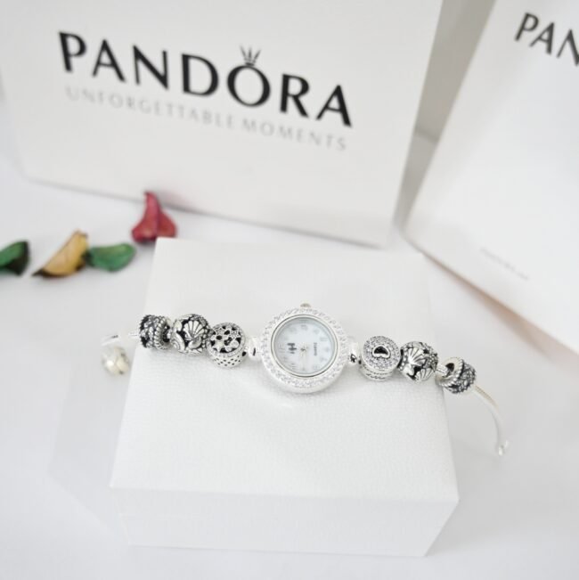 silver pandora diamond watch for womens