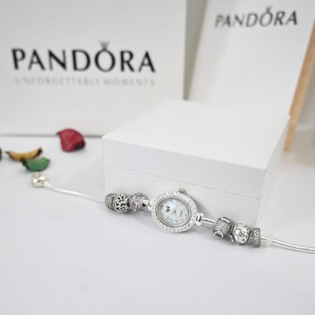 silver pandora heart diamond watch for womens