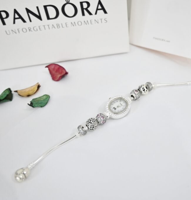 silver pandora heart diamond watch for womens