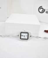 Silver White Diamond Square Watch For Womens