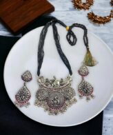 Radha Krishna Silver Necklace Set For Women's | 925 Silver Necklace With Earrings | Silveradda