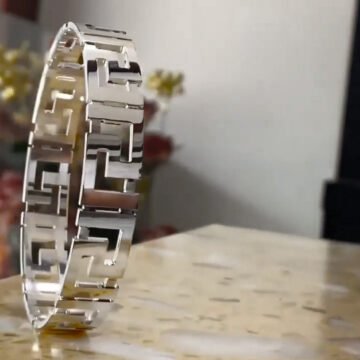 mens silver kada versace design