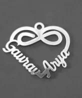 Infinity Heart Name Silver Pendant, Customised Two Name with Silver Chain by silveradda