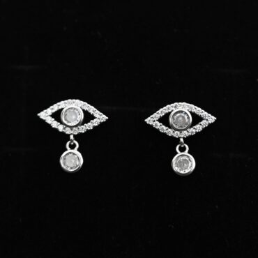 Diamond Silver Evil Eye Earrings For Womens | 925 Silver