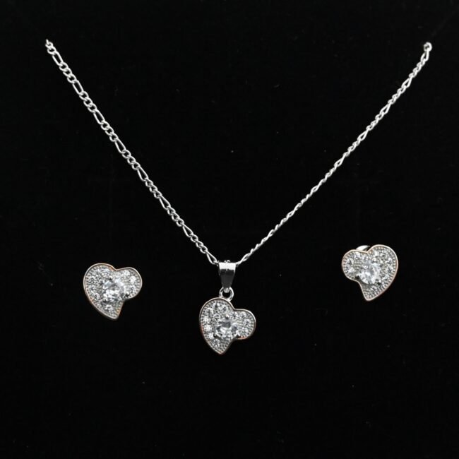 Heart Shape Silver Necklace For Womens | 925 Silver Pendant Chain Set