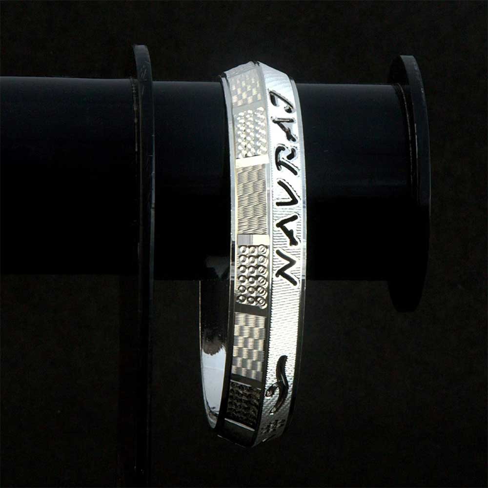 Customised Name Pure Silver Kada for Men | 925 Men's Kada