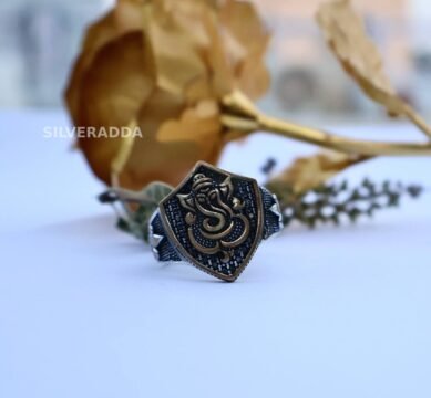 Silver Ganesha Ring For Men's _ Adjustable Lord Ganesh 925 Silver Ring