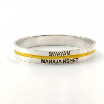 Customised Name Pure Silver Kada for Men | Silveradda
