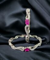 Diamond Silver Ruby Bangle For Women's | 925 Silver Women's Bangles | Silveradda