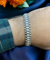 Iced Out Diamond 925 Pure Silver Bracelet For Men's | Silveradda