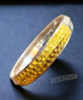 Punjabi Pure Silver Kada For Men | Golden Polished Silver Kada | Silveradda