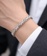 Iced Out Diamond 925 Pure Silver Bracelet For Men's By Silveradda