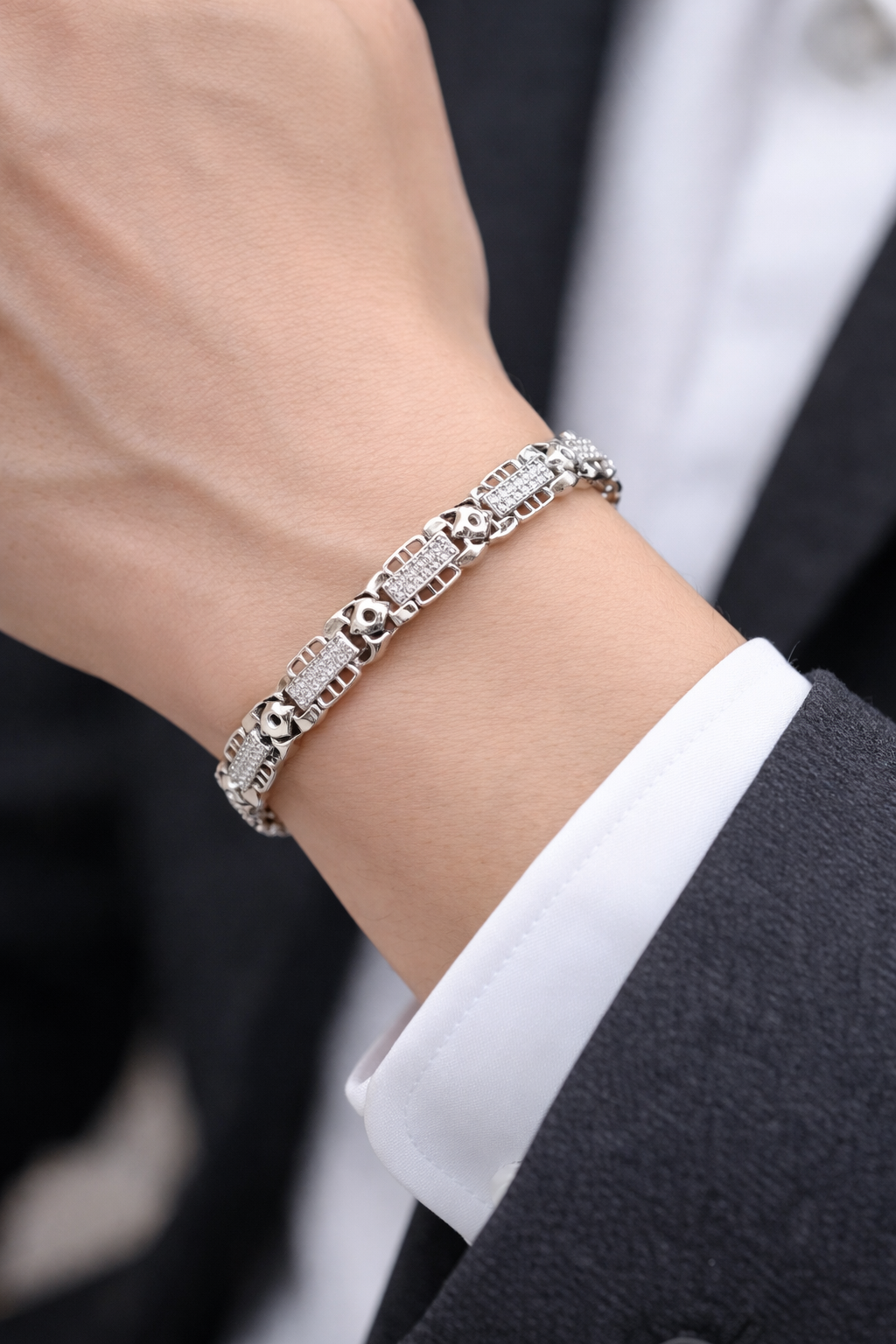 Iced Out Diamond 925 Pure Silver Bracelet For Men's By Silveradda