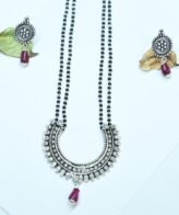 Antique Design Silver Magalsutra For Women | 925 Silver Mangalsutra Earring Set | Silveradda