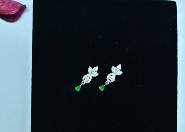 Green Stone Silver Magalsutra For Women | 925 Silver Mangalsutra Earring Set | Silveradda