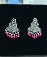 Pink Stone Silver Earrings for Women | 925 Silver Earrings | Silveradda