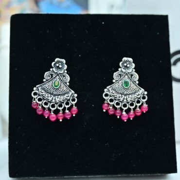 Pink Stone Silver Earrings for Women | 925 Silver Earrings | Silveradda