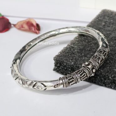 Antique Lock Silver Kada For Men By Silveradda