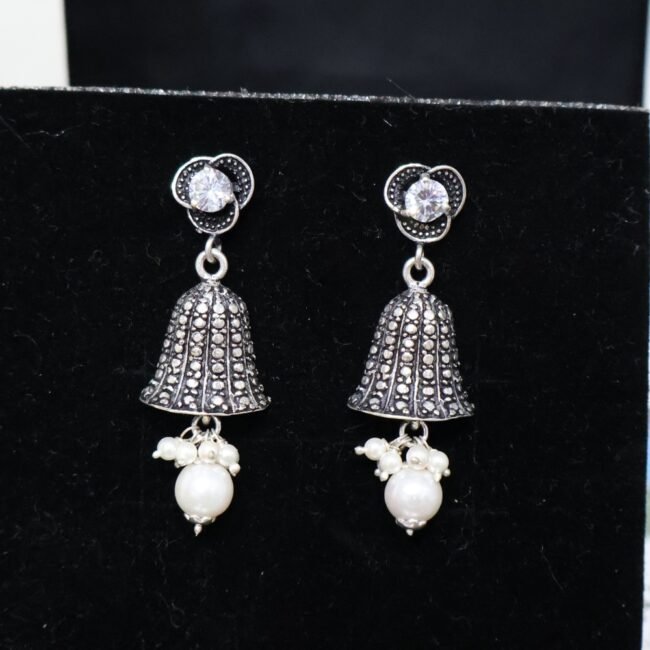 Bell Design Silver Earrings | 925 Silver Antique Earrings By Silveradda