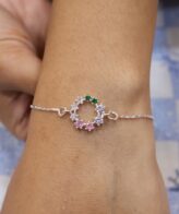 Circle Stone Silver Bracelet Rakhi | 925 Silver Bracelet | Silveradda