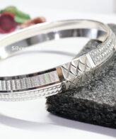 Diamond Cut Design Heavy 925 Silver Kada For Men