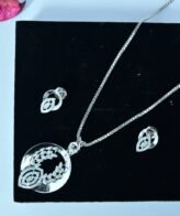 Diamond Silver Necklace Set | Pure Silver Chain Pendant Set By Silveradda