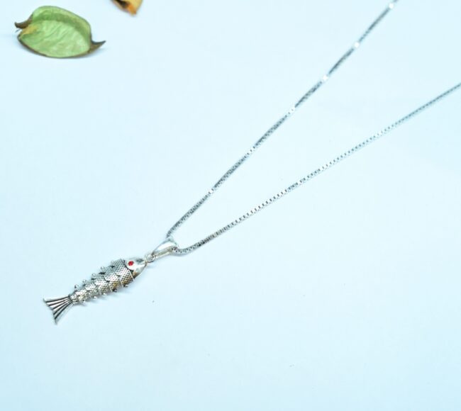 Fish Silver Pendant | 925 Pure Silver Chain Pendant By Silveradda