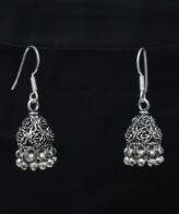 Flower Design Hanging Silver Earrings | 925 Silver Jhumki Earrings By Silveradda