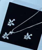 Flower Design Silver Necklace Set | Pure Silver Chain Pendant Set By Silveradda