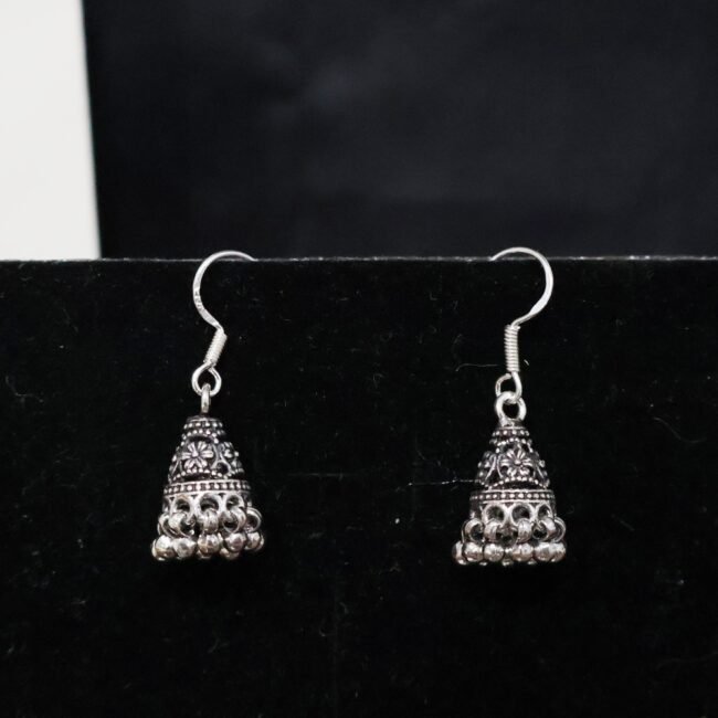 Flower Hanging Silver Earrings | 925 Silver Jhumki Earrings By Silveradda