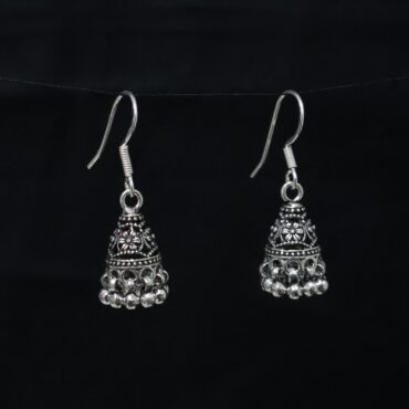 Flower Hanging Silver Earrings | 925 Silver Jhumki Earrings By Silveradda