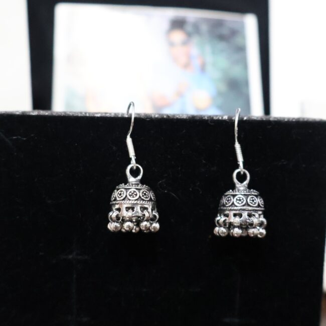 Hanging Design Silver Earrings | 925 Silver Jhumki Earrings By Silveradda