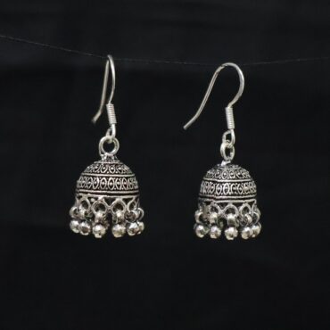 Hanging Silver Earrings | 925 Silver Round Jhumki Earrings By Silveradda
