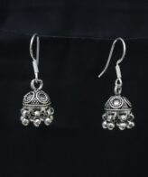 Hanging Silver Jhumki Earrings | 925 Silver Round Jhumki Earrings By Silveradda