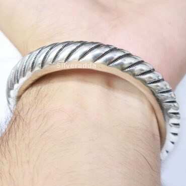 Heavy Round Silver Kada For Men By Silveradda