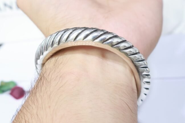 Heavy Round Silver Kada For Men By Silveradda