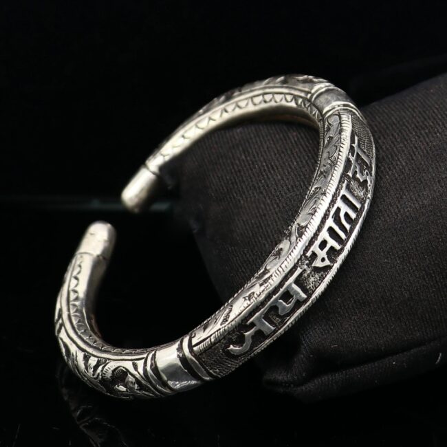 Jai Mata Di Silver Kada For Men | 925 Silver Cuff Kada For Men | Silveradda