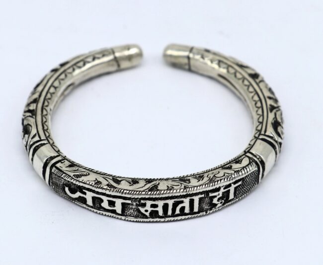 Jai Mata Di Silver Kada For Men | 925 Silver Cuff Kada For Men | Silveradda