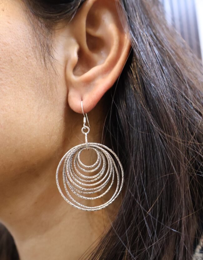 Large Hanging Silver Earrings | 925 Silver Ring Earrings By Silveradda