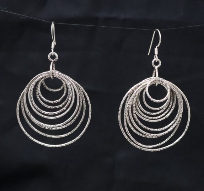 Large Hanging Silver Earrings | 925 Silver Ring Earrings By Silveradda