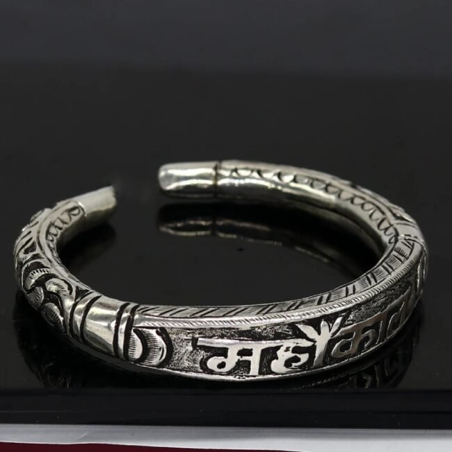 Mahakal Silver Kada For Men | 925 Silver Cuff Kada For Men | Silveradda