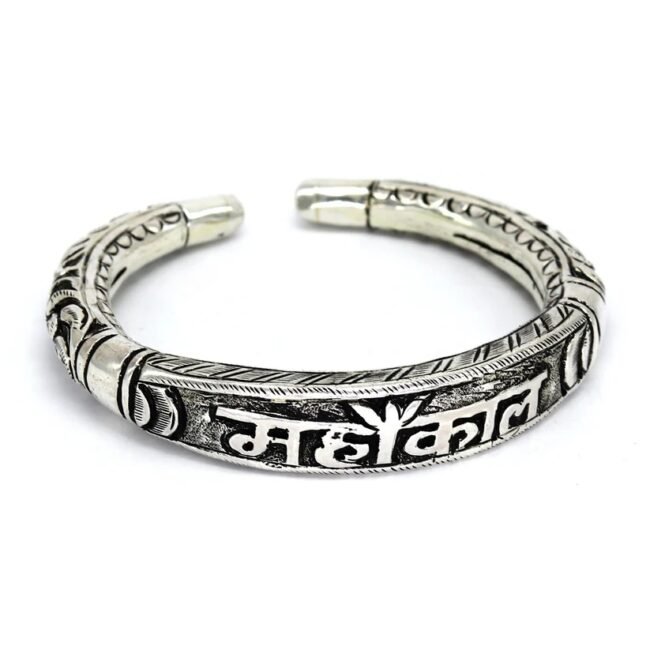 Mahakal Silver Kada For Men | 925 Silver Cuff Kada For Men | Silveradda