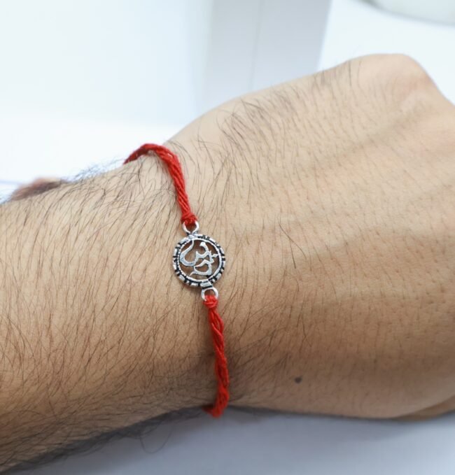 OM Design Silver Rakhi | Pure Silver Rakhi By Silveradda